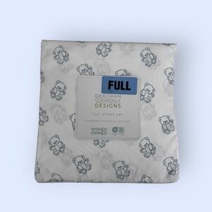 New Deborah‎ Connolly Designs Full Bed Sheet Set 4 Pc Teddy Bear Print Kidcore